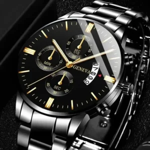 Men’s Stainless Steel Watch Calendar Luxury Quartz